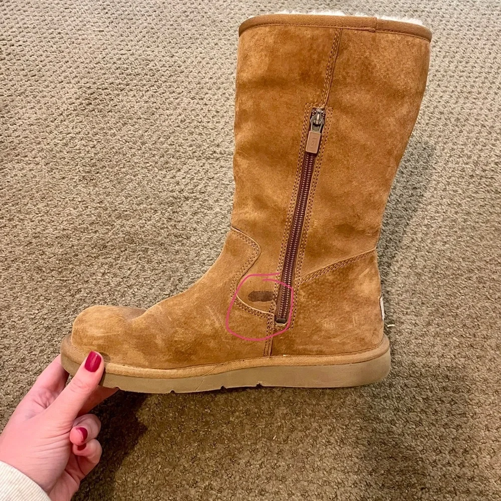 Women’s Tan Hard-Toe Ugg Boots Size 8 - Picture 6 of 12